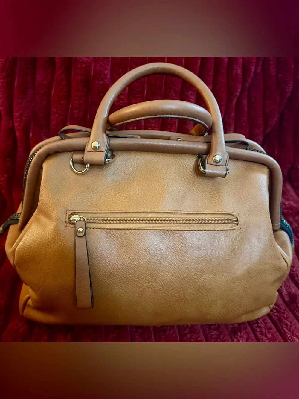 VIETA Woven Satchel Bag in Tan